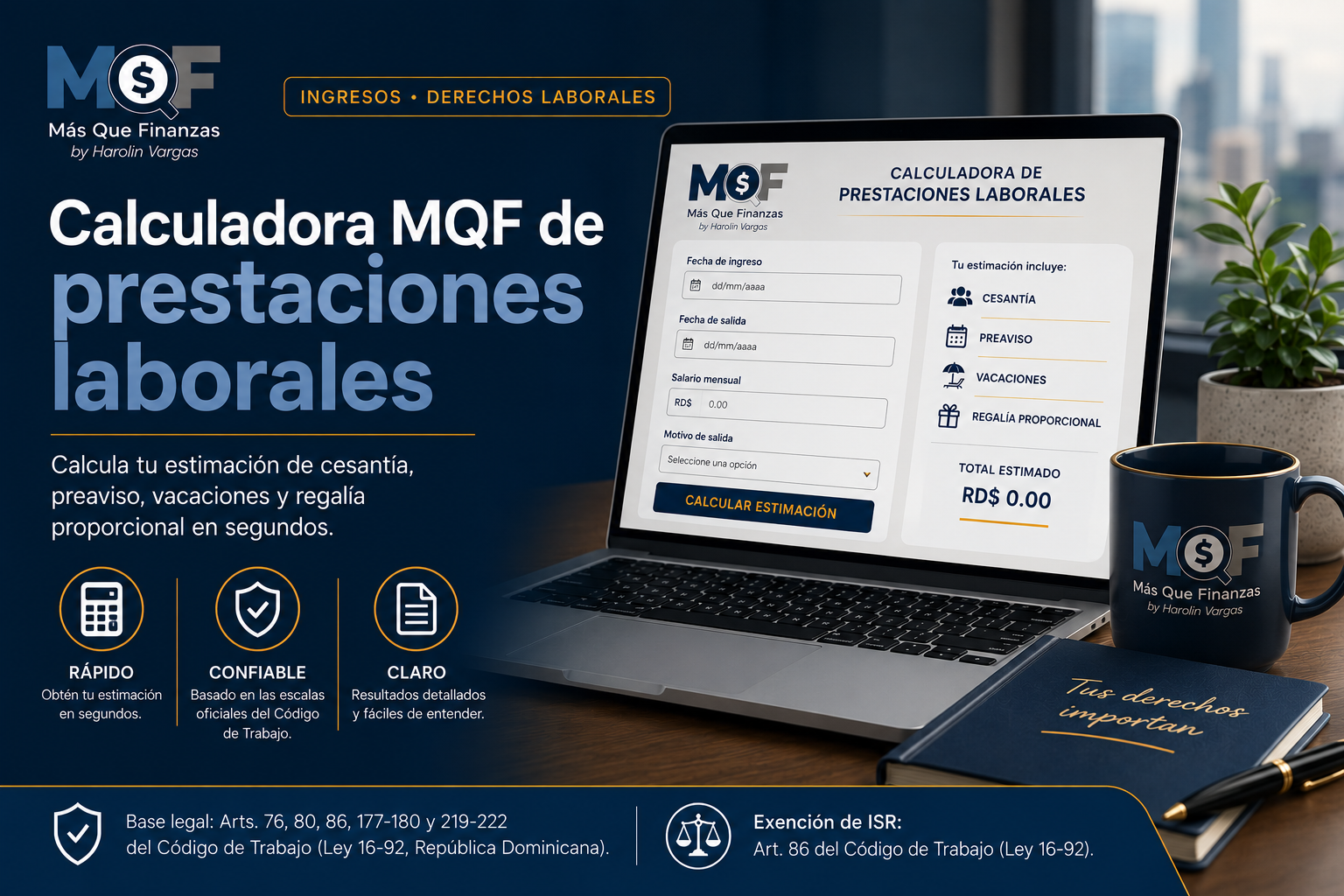Calculadora MQF de liquidación: fechas, salario y motivo de salida