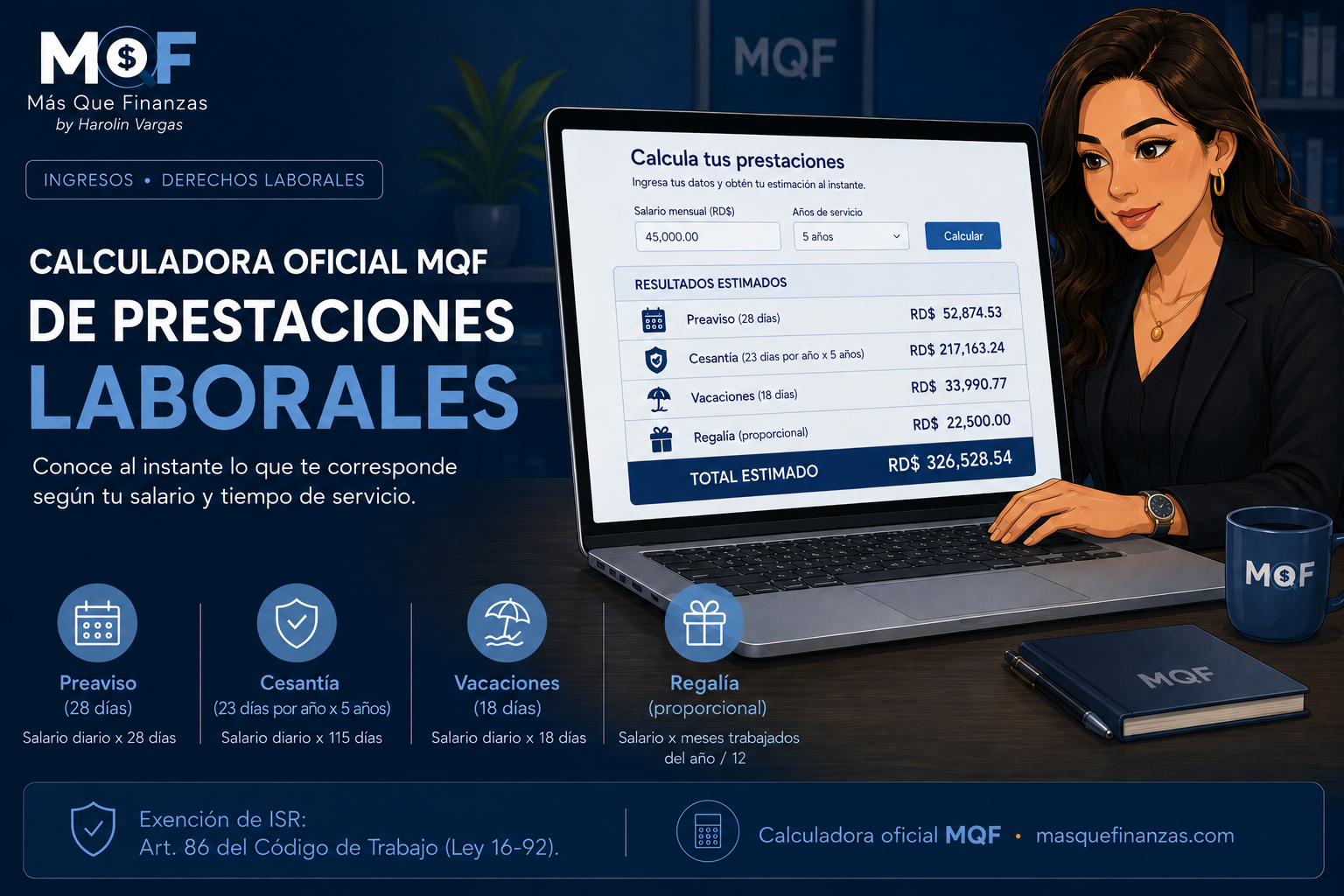 Calculadora MQF de liquidación: fechas, salario y motivo de salida