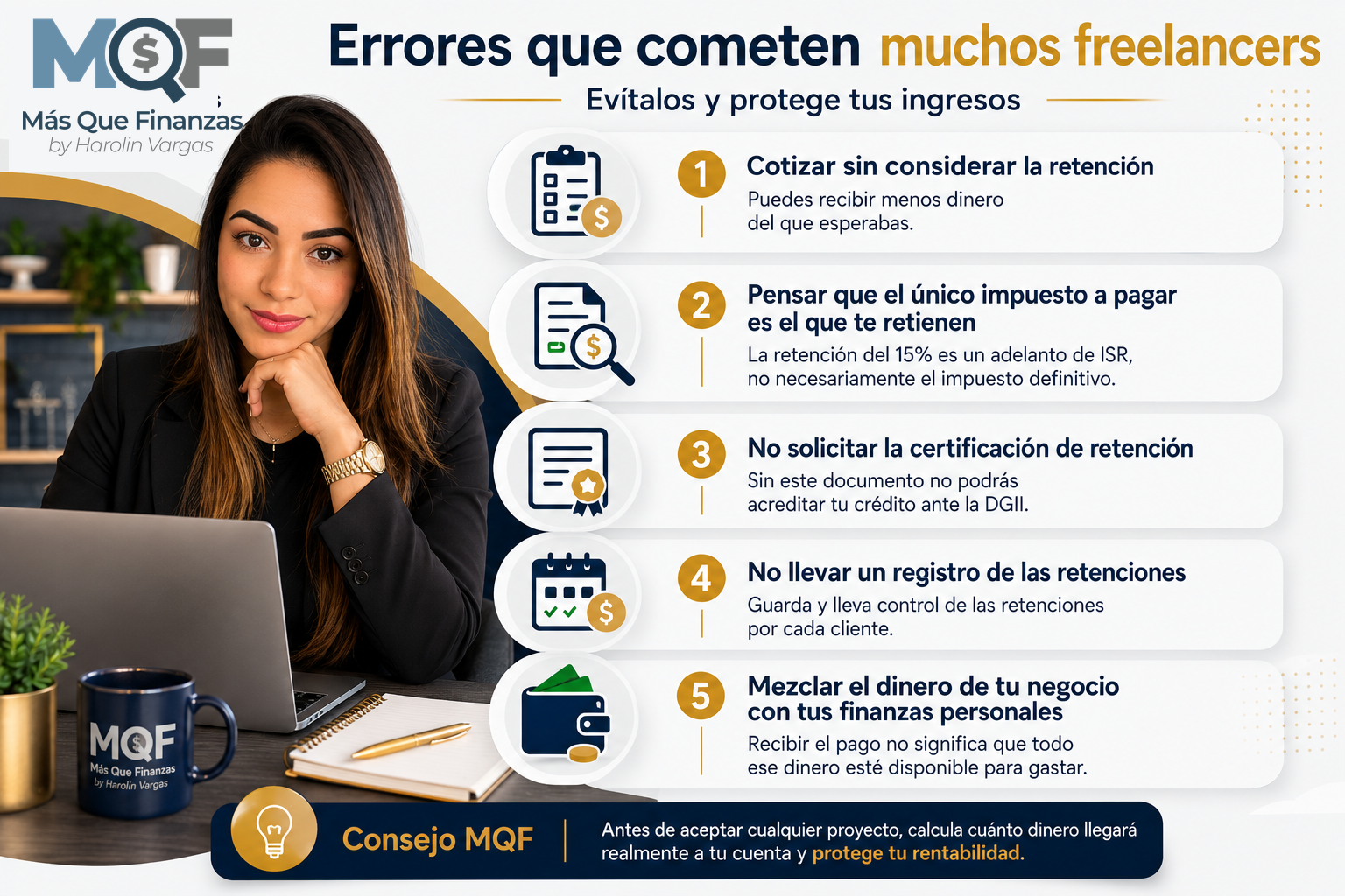 Errores de freelancers con la retención ISR 15% en República Dominicana