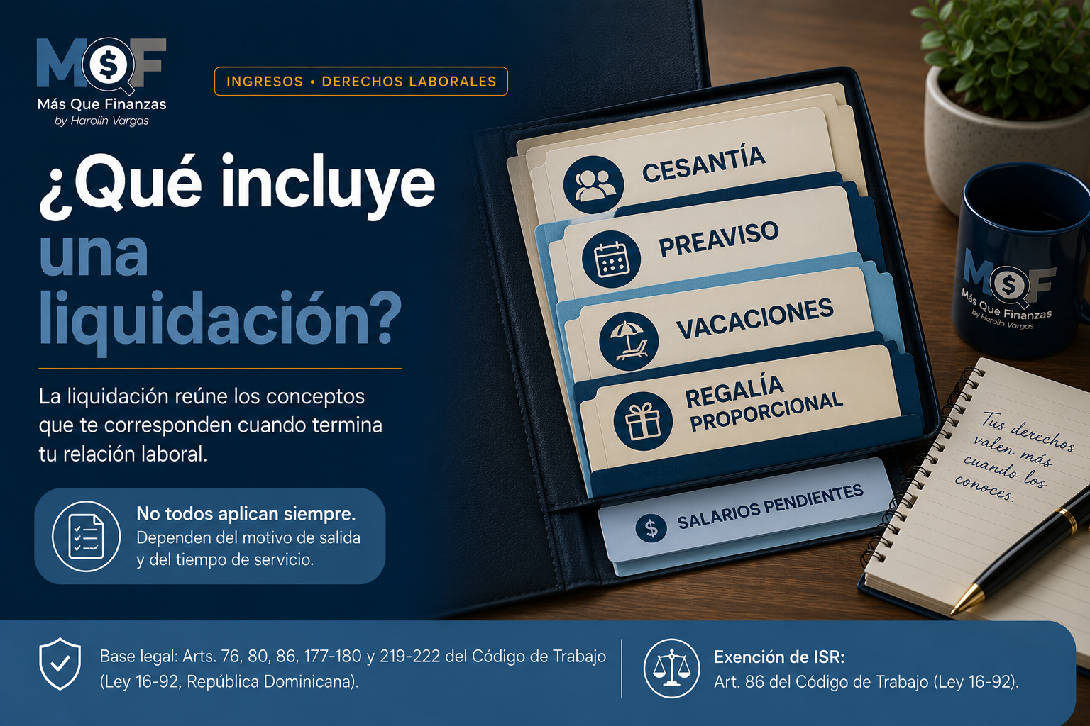 Conceptos que incluye una liquidación de prestaciones laborales en República Dominicana